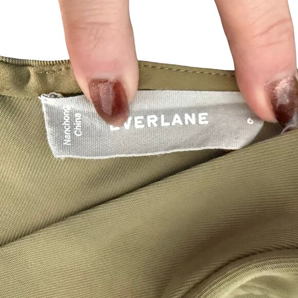 Everlane Japanese GoWeave Essential Cropped Olive Green Wide Leg Jumpsuit size 6 - Picture 7 of 14